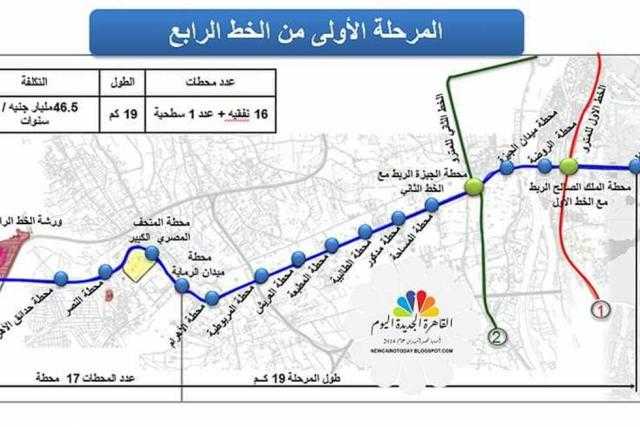 النقل:  يتم تنفيذ المرحلة الأولى من الخط الرابع لمترو الأنفاق