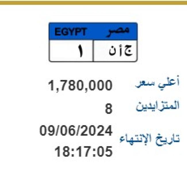 جان تصل لـ 1.8 مليون جنيه .. الداخلية تطرح لوحات معدنية مميزة