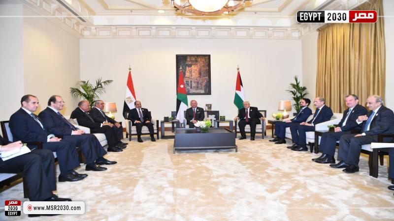 قمة ثلاثية بين مصر والأردن وفلسطين على هامش مؤتمر الاستجابة الإنسانية الطارئة في غزة