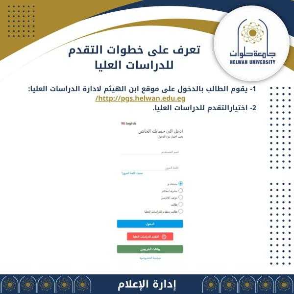 تعرف على خطوات التقدم للدراسات العليا بجامعة حلوان