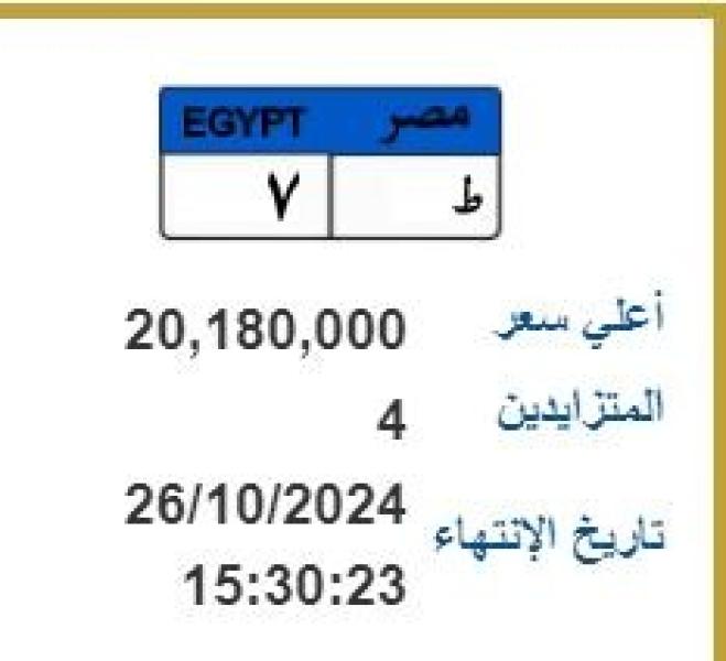 لوحتك باسمك .. طرح لوحة معدنية  بأكثر من 20 مليون جنيه