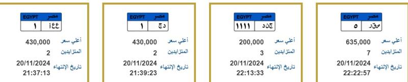 أسعار اللوحات المعدنية المميزة تصل لأكثر من نصف مليون جنيه